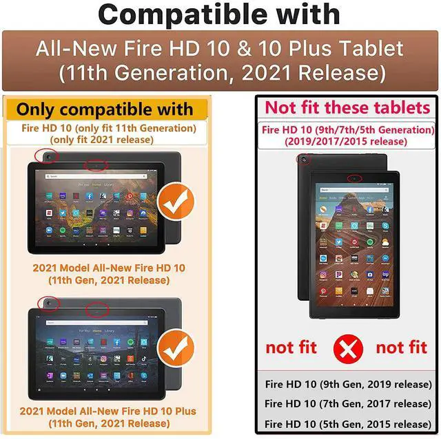 Alt view image 2 of 5 - UUcovers Kindle Fire HD 10 & 10 Plus Tablet Case (Only Fits 11th Generation, 2021 Release) with Kickstand Shockproof 3 in 1 Heavy Duty Rugged Hybrid Hard PC & Soft Silicone Cover, Rainbow & Rose Red