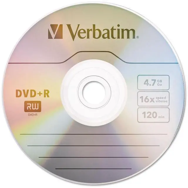 Alt view image 2 of 2 - Verbatim DVD+R Blank Discs AZO Dye 4.7GB 16X Recordable Disc - 100 Discs Spindle,Silver
