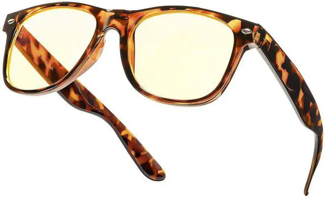 Main image of VIKISOIO 99% Blue Light Blocking Glasses Women Men, Relieve Eye Strain, Sleeping Glasses, Amber Glasses for Gamer, Computer, TV (Tortoise-Clear)