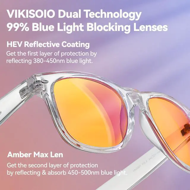 Alt view image 4 of 5 - VIKISOIO 99% Blue Light Blocking Glasses Women Men, Relieve Eye Strain, Sleeping Glasses, Amber Glasses for Gamer, Computer, TV (Tortoise-Clear)