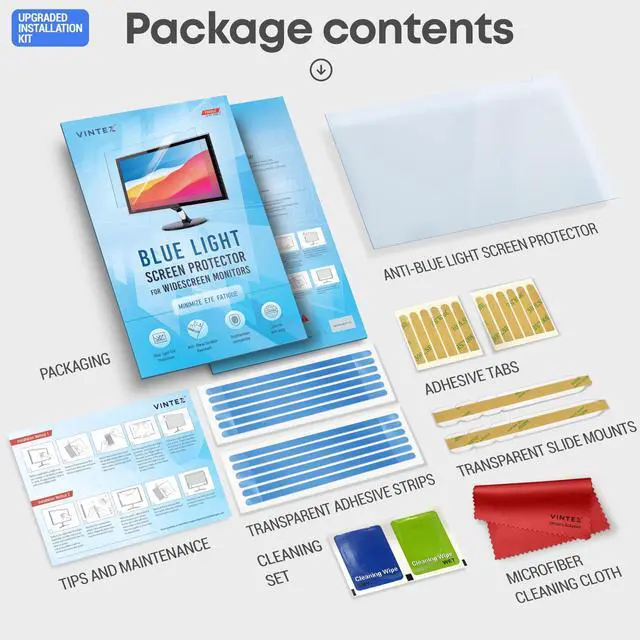 Alt view image 5 of 5 - VINTEZ 23.6 inch Blue Light Blocking Screen Protector Panel for 16:9 Widescreen Computer Monitor and Laptop - PC Anti-UV Eye Protection Filter Film - Anti-Scratch Diagonal Frame Shield [2 Pack]