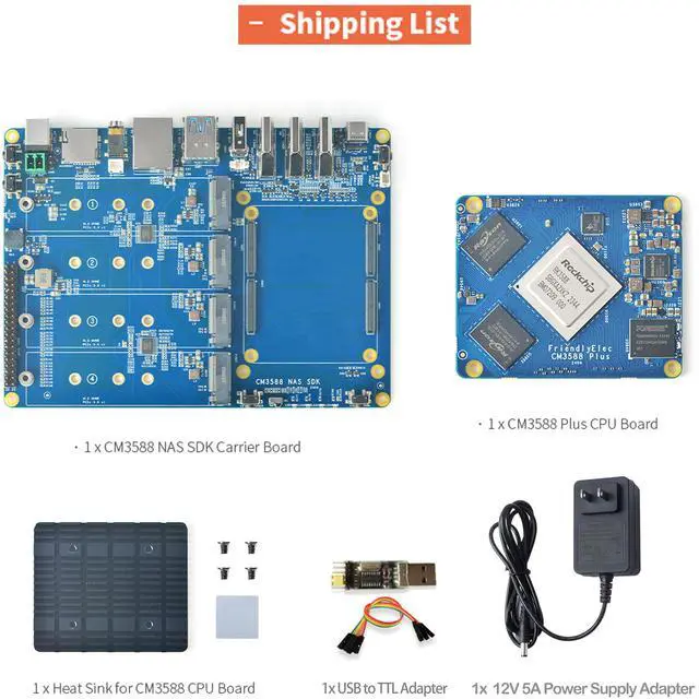 Alt view image 2 of 5 - WayPonDEV CM3588 Plus Network Storage Module NAS Kit, 32GB LPDDR5 Single Board Computer, RK3588 CPU 6TOPs NPU Mali-G610 GPU, Support 4X NVMe SSD for Home Cloud Server, 8K Video Encoders (32+64GB)