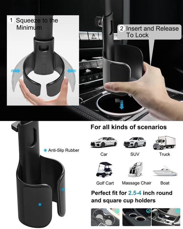 Alt view image 4 of 5 - woleyi Cup Holder Tablet Holder for Car Mount - [3 in 1 Expander Bottle] Car Cup Tablet Mount for Car/Truck with Height Adjustable Metal Arm, for iPad Pro Air Mini, Galaxy Tab, Z Fold, 4.7-13" Devices