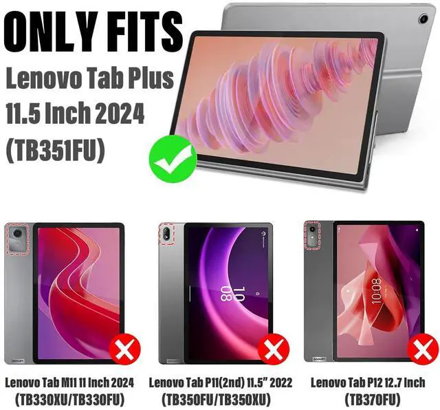 Alt view image 2 of 5 - Wineecy Backlit Keyboard Case for Lenovo Tab Plus 11.5 Inch 2024 with Screen Protector, 7 Colors Light Detachable Wireless Keyboard & PU Folio Cover Case for 11.5" Lenovo Tab Plus 2024