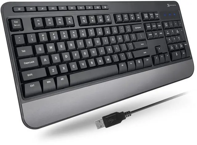 Main image of X9 Wired Keyboard - Comfortable Typing - Ergonomic Full Size USB Keyboard with Wrist Rest, Number Pad, Multimedia and 114 Keys - External Computer Keyboard for Laptop, Desktop and Office PC