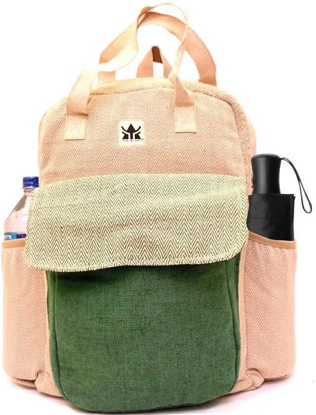 Main image of YAK & YETI Handcrafted Hemp Backpack from Nepal  Eco-Friendly, Durable, and Stylish with Adjustable Straps-Multi Pocket (Eco)