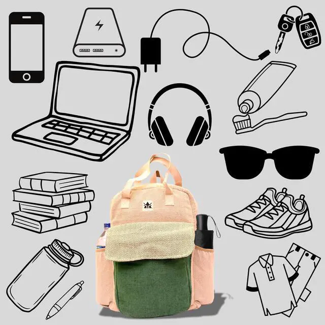 Alt view image 5 of 5 - YAK & YETI Handcrafted Hemp Backpack from Nepal  Eco-Friendly, Durable, and Stylish with Adjustable Straps-Multi Pocket (Eco)