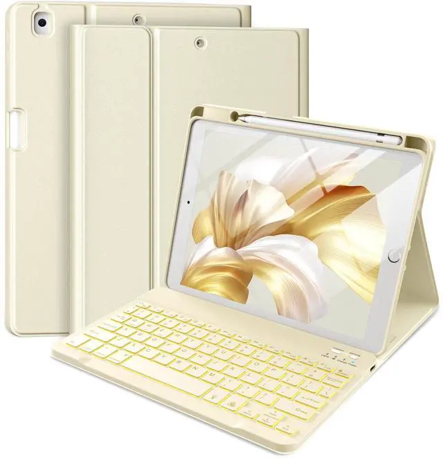 Main image of Hamile for iPad 9th Generation Case with Keyboard 10.2 Inch - Backlit Wireless Detachable Folio Keyboard Cover with Pencil Holder for iPad 8th Gen/7th Gen/iPad Pro 10.5"/iPad Air 3rd Gen (Starlight)