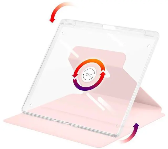 Alt view image 3 of 5 - Case for Kindle Scribe with Pencil Holder - (360 Degree Rotation & Auto Wake/Sleep), Premium Folio Stand Case with Flexible Viewing Angles for Kindle Scribe 10.2 Inch 2022 (Pink)