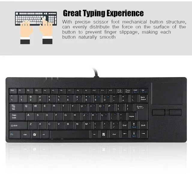 Alt view image 3 of 5 - Yoidesu 82-Key USB Wired Keyboard with Built-in Touchpad HUB Port Ultra Thin Mute Keyboard for Desktop, Computer Ergonomic