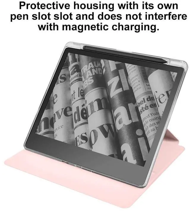 Alt view image 4 of 5 - Case for Kindle Scribe with Pencil Holder - (360 Degree Rotation & Auto Wake/Sleep), Premium Folio Stand Case with Flexible Viewing Angles for Kindle Scribe 10.2 Inch 2022 (Pink)