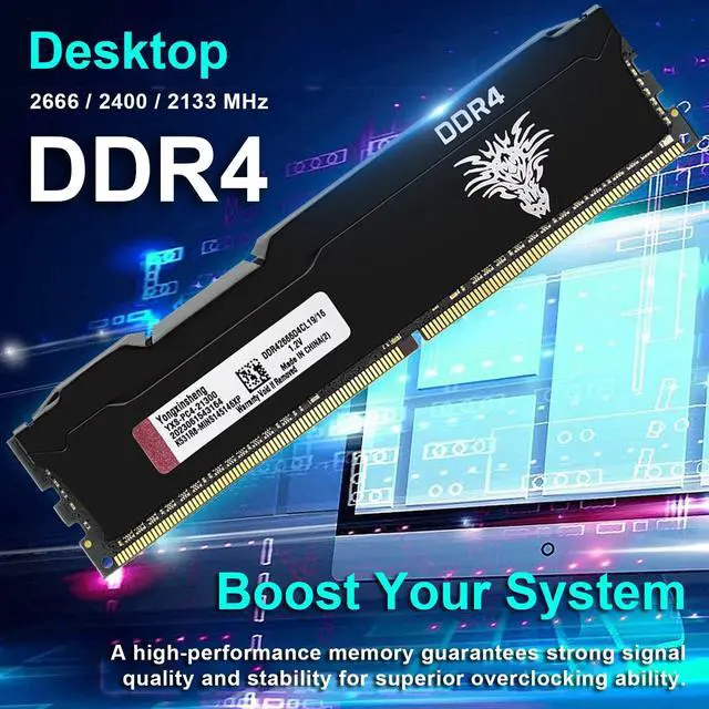 Alt view image 3 of 5 - Yongxinsheng DDR4 2666MHz 64GB Kit (16GBx4) Desktop RAM PC4-21300 UDIMM Non-ECC Unbuffered 1.2V 288-Pin CL19 PC Computer Memory Upgrade Module Kit (Black)