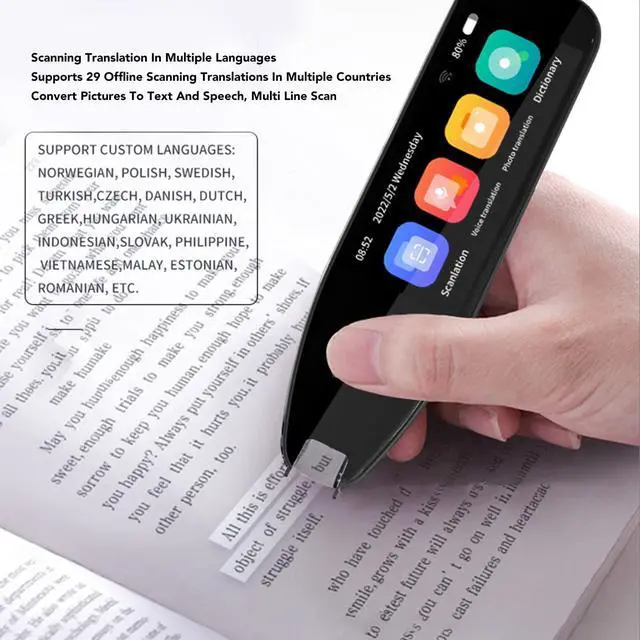 Alt view image 4 of 5 - 134 Languages Translator Pen, Text to Speech Pen Scanner with 3.5 Inch Touchscreen, 8MP HD CAMERA, Support Voice Photo Scan Translator, for Study Business Travel