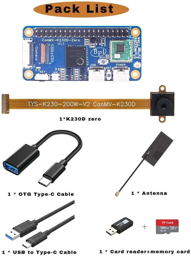 Alt view image 2 of 5 - youyeetoo Banana Pi BPI-CanMV-K230D-Zero Single Board Computers, Canaan K230D RISC-V, 128MB LPDDR4, Dual Kamera MIPI CSI, 40Pin GPIO, AIoT SBC, Motherboard (Basic kit)