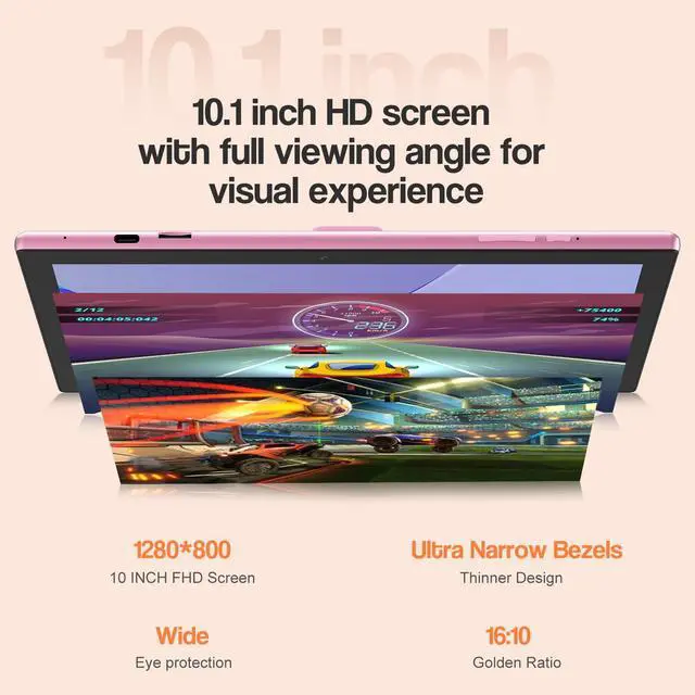 Alt view image 3 of 5 - YQSAVIOR Android 14, Tablet 10 inch, 2 in 1 Tablet with Keyboard, 8GB+64GB+1TB, Quad Core, 1280 * 800 HD Screen, Dual Camera, Wi-Fi, BT Computer Tablets with Case Mouse Stylus, Pink
