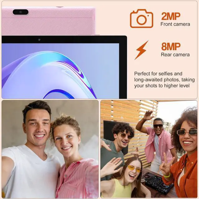 Alt view image 4 of 5 - YQSAVIOR Android 14, Tablet 10 inch, 2 in 1 Tablet with Keyboard, 8GB+64GB+1TB, Quad Core, 1280 * 800 HD Screen, Dual Camera, Wi-Fi, BT Computer Tablets with Case Mouse Stylus, Pink