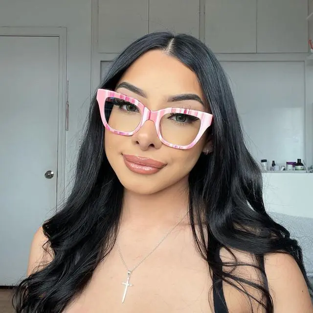 Alt view image 4 of 5 - Zeelool Cat Eye Acetate Glasses Candy Eyewear Stylish Eyeglasses for Women Blue Light Blocking Glasses Anti Eyestrain Glasses Tilana ZJGA539674 Pink