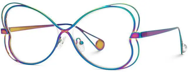 Alt view image 2 of 5 - Zeelool Geometric Glasses Metal Eyewear for Women Blue Light Blocking Glasses Anti Eyestrain Glasses ZJGM405125-03 Multicolor