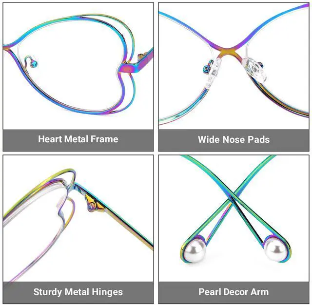 Alt view image 3 of 5 - Zeelool Geometric Glasses Metal Eyewear for Women Blue Light Blocking Glasses Anti Eyestrain Glasses ZJGM405125-03 Multicolor