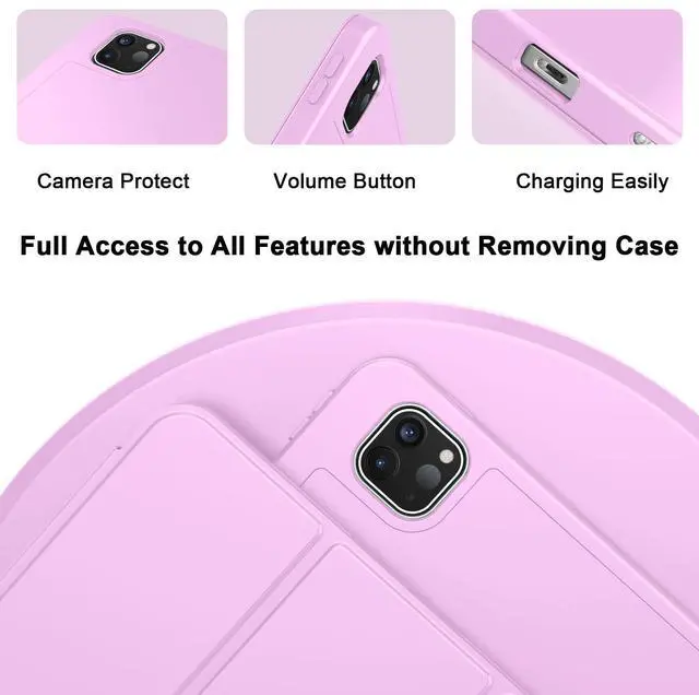 Alt view image 2 of 5 - ZryXal New iPad Pro 13 Inch Case M4 (2024 Model, 7th Generation) with Pencil Holder, Smart iPad Case [Support Pencil Pro and Pencil (USB-C)], Support Touch ID and Auto Wake/Sleep (Pastel Violet)