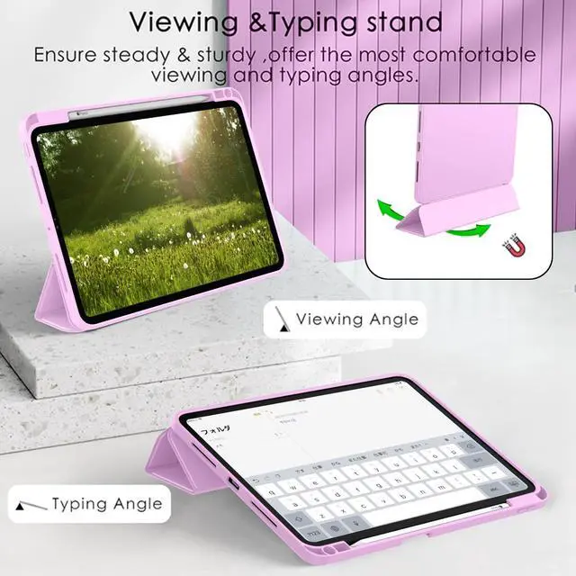 Alt view image 3 of 5 - ZryXal New iPad Pro 13 Inch Case M4 (2024 Model, 7th Generation) with Pencil Holder, Smart iPad Case [Support Pencil Pro and Pencil (USB-C)], Support Touch ID and Auto Wake/Sleep (Pastel Violet)