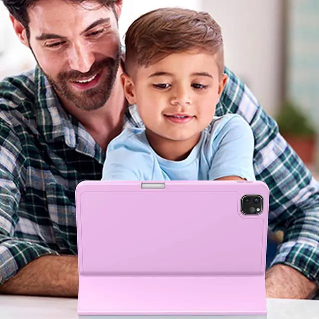 Alt view image 5 of 5 - ZryXal New iPad Pro 13 Inch Case M4 (2024 Model, 7th Generation) with Pencil Holder, Smart iPad Case [Support Pencil Pro and Pencil (USB-C)], Support Touch ID and Auto Wake/Sleep (Pastel Violet)