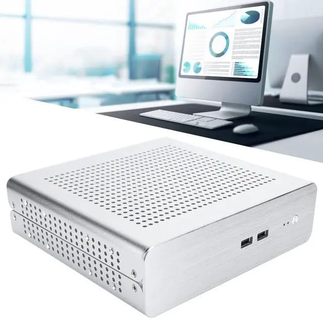 Alt view image 2 of 5 - Zunate Mini ITX Gaming PC Case, G60S HTPC Chassis Full Aluminum DCATX Power Supply Computer Case for Mini-ITX 170x170mm, Placement (USB2.0)