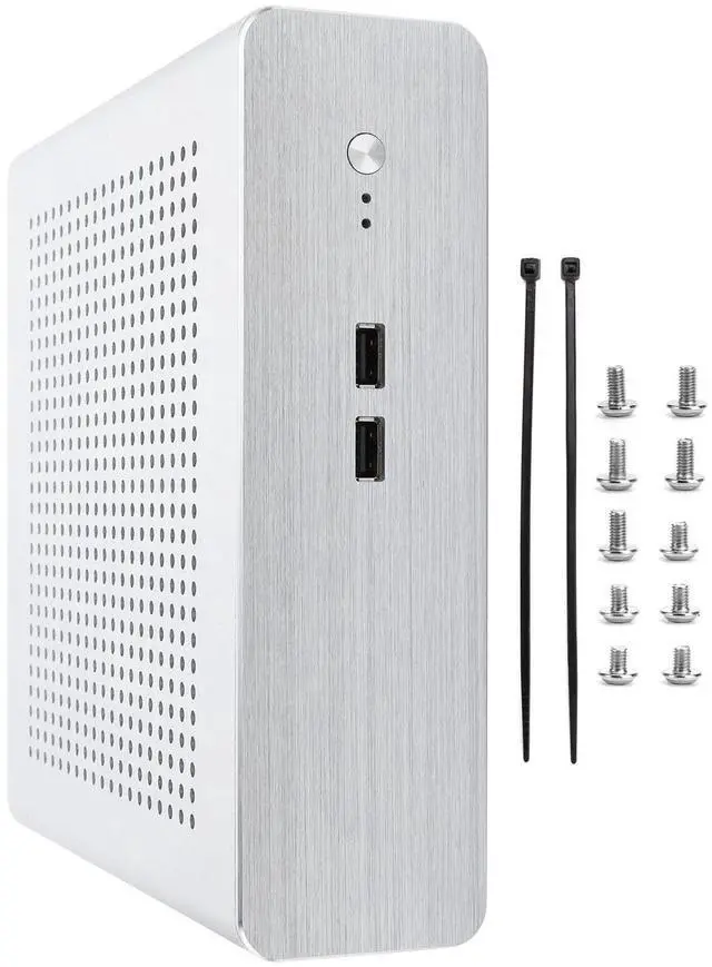 Alt view image 5 of 5 - Zunate Mini ITX Gaming PC Case, G60S HTPC Chassis Full Aluminum DCATX Power Supply Computer Case for Mini-ITX 170x170mm, Placement (USB2.0)