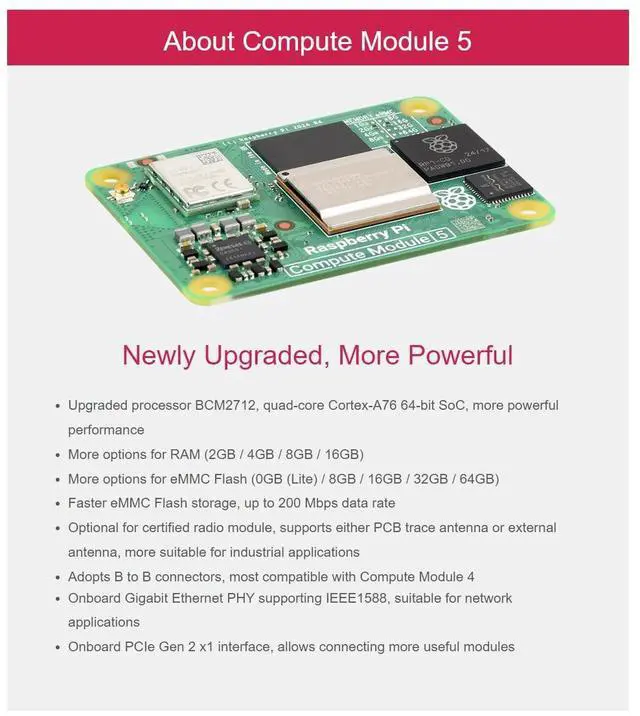 Alt view image 4 of 5 - Nano Base Board (B) for Raspberry Pi Compute Module 5 Lite/eMMC,CM5 Mini Expansion Board,Integrate Multiple Peripheral Interfaces
