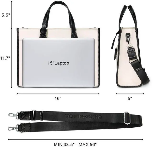 Alt view image 2 of 5 - TOPDesign Initial Laptop Tote Bag for Women, Stylish Canvas Bag for 15.6 Inch Computer, Personalized Monogrammed Work Purse, Large Casual Business Briefcase, Office Handbag, Perfect Gifts for Her