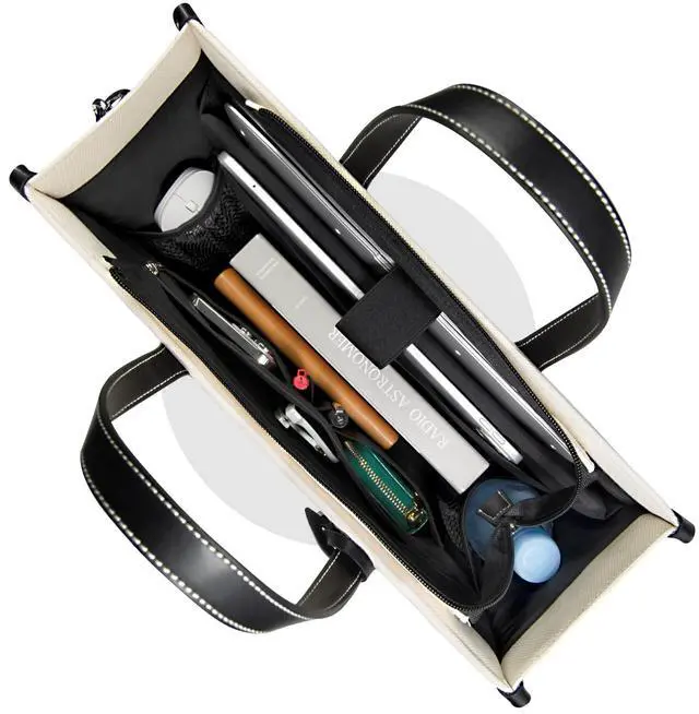 Alt view image 4 of 5 - TOPDesign Initial Laptop Tote Bag for Women, Stylish Canvas Bag for 15.6 Inch Computer, Personalized Monogrammed Work Purse, Large Casual Business Briefcase, Office Handbag, Perfect Gifts for Her