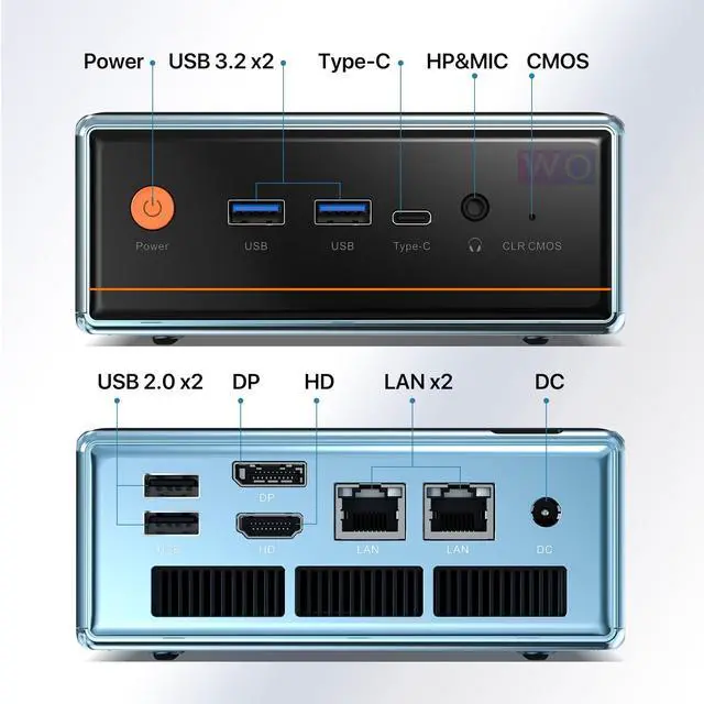Alt view image 4 of 5 - Trycoo Mini PC AMD Ryzen7 5700U (8C/16T, Up to 4.3GHz) Mini Gaming Pc16GB DDR4 512GB SSD 1TB HDD Dual LAN (2.5G+1G) WiFi 6 4K@60Hz HD DP Type-C Ultra-Mini Desktop for Office Home