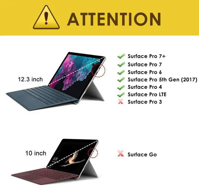Alt view image 2 of 5 - Moko Case Fit Microsoft Surface Pro 7 / Pro 6 / Pro 5 / Pro 2017 / Pro 4 / Pro LTE, All-in-One Protective Rugged Cover Case with Pen Holder, Hand Strap, Compatible with Type Cover Keyboard - Black