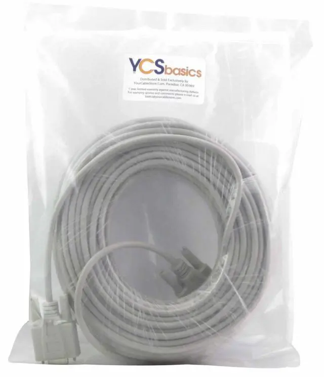 Alt view image 2 of 2 - YCS basics 100 Foot DB9 9 Pin Serial / RS232 Male/Female Extension Cable