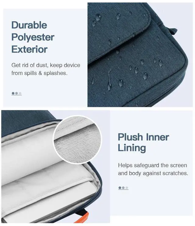 Alt view image 3 of 5 - MoKo 13.3-14 Inch Laptop Sleeve Bag Fits Macbook Pro 13" M2 2022/Pro M1 Pro/M1 Max 14.2 2021, Macbook Air 13.6" M2 2022, Tab S8 Ultra 14.6", Handle Carrying Case with Shoulder Strap, Indigo