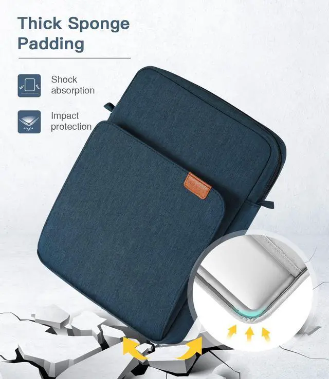 Alt view image 4 of 5 - MoKo 13.3-14 Inch Laptop Sleeve Bag Fits Macbook Pro 13" M2 2022/Pro M1 Pro/M1 Max 14.2 2021, Macbook Air 13.6" M2 2022, Tab S8 Ultra 14.6", Handle Carrying Case with Shoulder Strap, Indigo