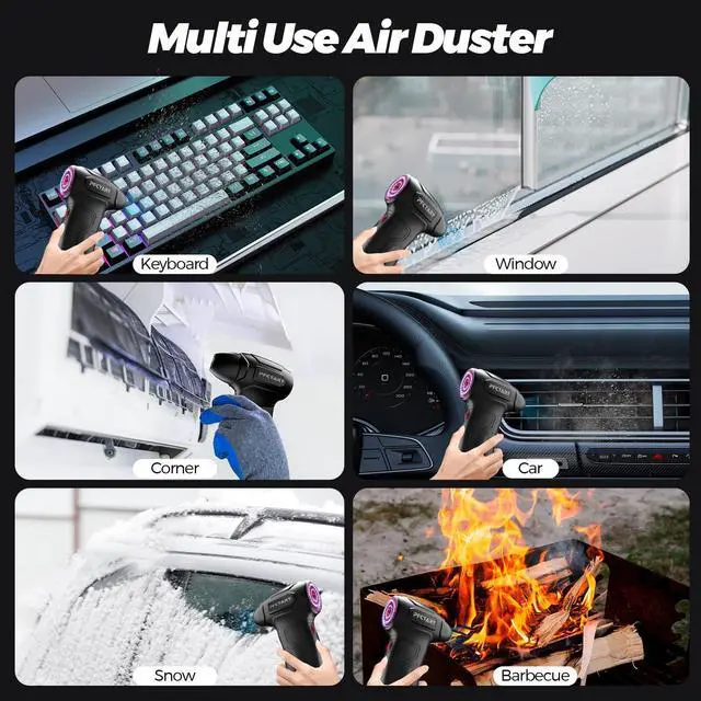 Alt view image 4 of 5 - Compress Air Duster, 200000RPM Electric Air Duster with Brushless Motor, Roller Adjustment, Rechargeable Cordless Air Blower for Keyboard, PC, Car, Home Cleaning Kits (Pink)