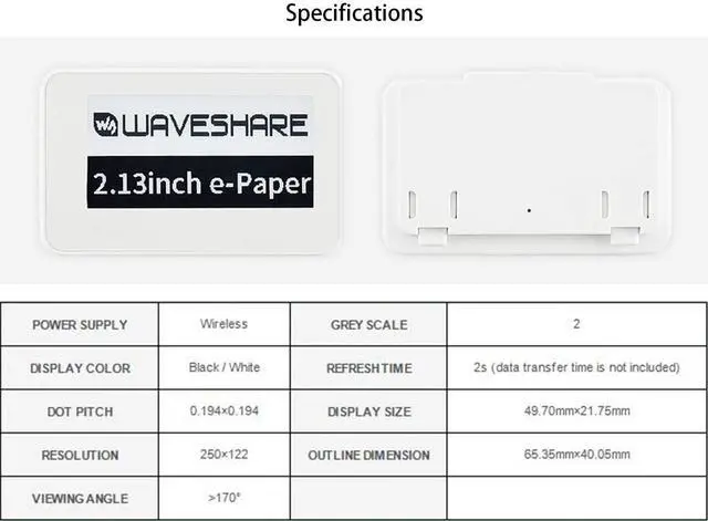 Alt view image 5 of 5 - waveshare 2.13 inch Passive NFC-Powered e-Paper,250×122 Pixel, No Battery Required No Messy Wiring Novel Passive NFC Tech Wireless Powering & Data Transfer APP Provided
