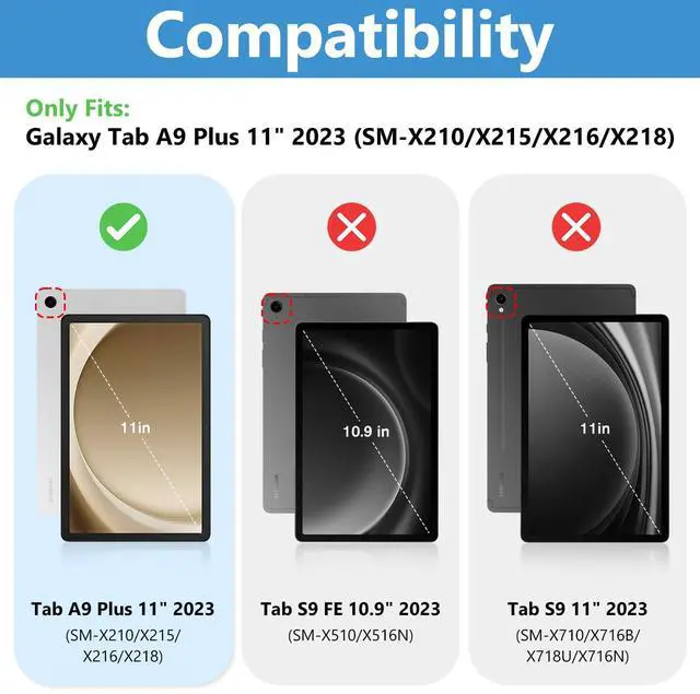 Alt view image 2 of 5 - ProCase 2 Pack Screen Protector Bundle with 1 Heavy Duty Shockproof Case for Galaxy Tab A9 Plus 11 Inch 2023 (SM-X210/X216/X218)