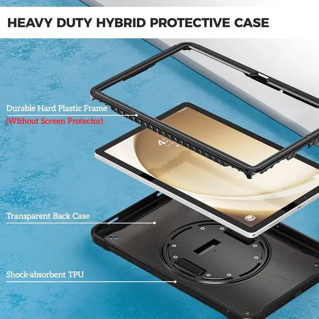 Alt view image 5 of 5 - ProCase 2 Pack Screen Protector Bundle with 1 Heavy Duty Shockproof Case for Galaxy Tab A9 Plus 11 Inch 2023 (SM-X210/X216/X218)