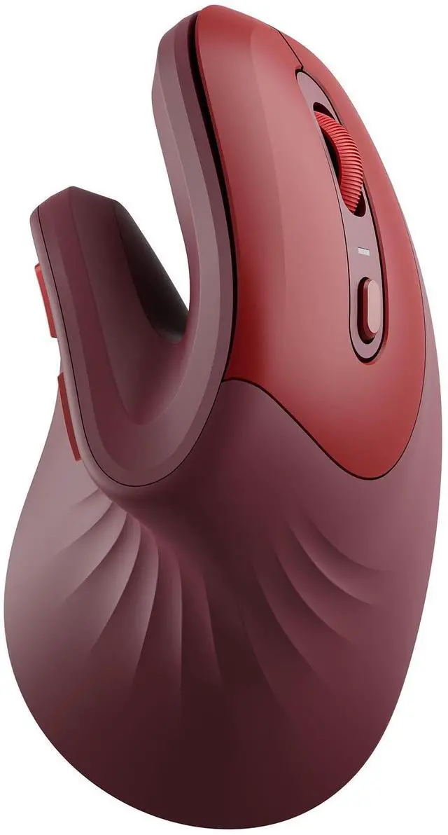 Main image of seenda Ergonomic Vertical Mouse with Jiggler - Bluetooth + 2.4G USB Multi Device, Wireless Ergo Mice, Jiggler Mouse Mover for Laptop/PC/Notebook, Computer Mice for Windows, Mac OS (Wine Red)