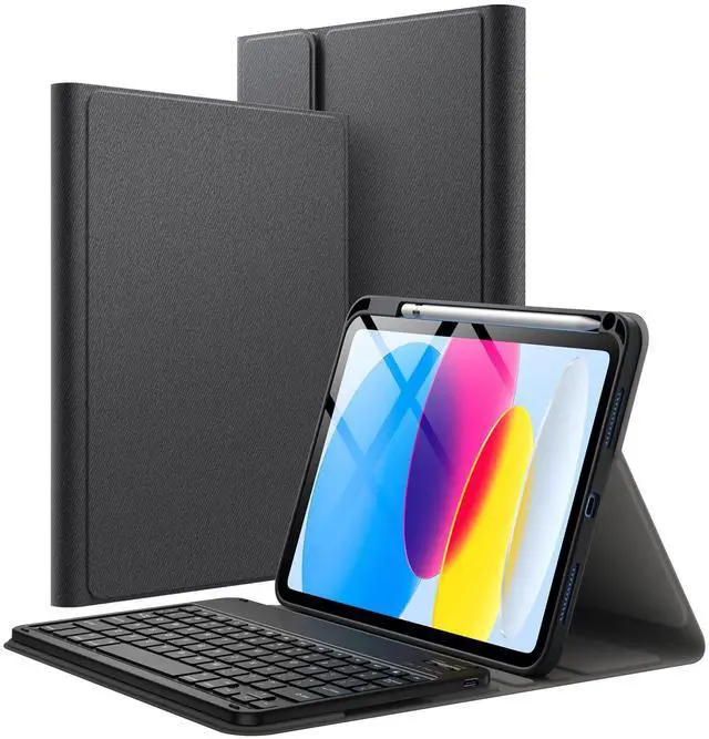 Main image of JETech Keyboard Case for iPad (A16) 11th/10th Generation (2025/2022) with Pencil Holder, Magnetic Detachable Bluetooth Wireless Keyboard, Soft TPU Back Stand Cover (Black)