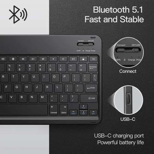 Alt view image 3 of 5 - JETech Keyboard Case for iPad (A16) 11th/10th Generation (2025/2022) with Pencil Holder, Magnetic Detachable Bluetooth Wireless Keyboard, Soft TPU Back Stand Cover (Black)