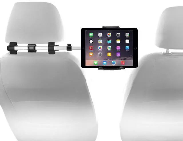 Main image of Macally Tablet Holder for Car Headrest - Adjustable iPad Headrest Mount for Car - Super Secure Car iPad Holder Backseat Kids - Fits All 4.7-12.9" Back Seat Devices (iPad Pro/Air/Mini, Nintendo Switch)