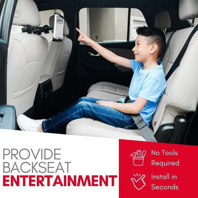Alt view image 2 of 5 - Macally Tablet Holder for Car Headrest - Adjustable iPad Headrest Mount for Car - Super Secure Car iPad Holder Backseat Kids - Fits All 4.7-12.9" Back Seat Devices (iPad Pro/Air/Mini, Nintendo Switch)