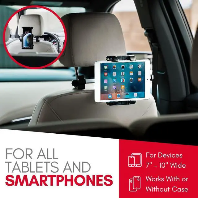 Alt view image 3 of 5 - Macally Tablet Holder for Car Headrest - Adjustable iPad Headrest Mount for Car - Super Secure Car iPad Holder Backseat Kids - Fits All 4.7-12.9" Back Seat Devices (iPad Pro/Air/Mini, Nintendo Switch)