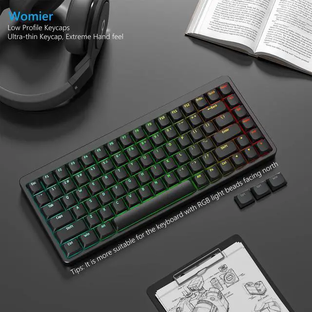 Alt view image 4 of 5 - Womier Low Profile Shine Through Keycaps, Custom Keyboard Keycaps 75 Percent Custom Keyboard Straps with Adhesive
