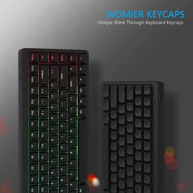 Alt view image 3 of 5 - Womier Low Profile Shine Through Keycaps, Custom Keyboard Keycaps 75 Percent Custom Keyboard Straps with Adhesive