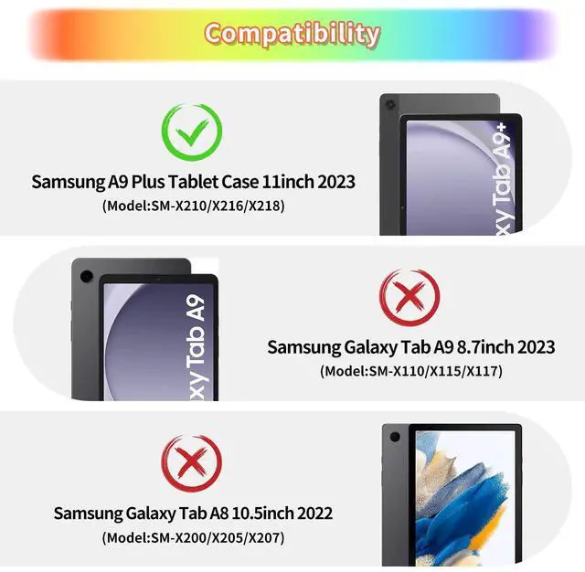 Alt view image 2 of 5 - WESADN for Galaxy Tab A9 Plus Case 11 Inch 2023 with Screen Protector/Butterfly Kickstand/Lanyard/Keychain/Pencil Holder Kids Heavy Duty Shockproof Rugged Cover for Samsung Tablet A9+ 11" Rose Gold