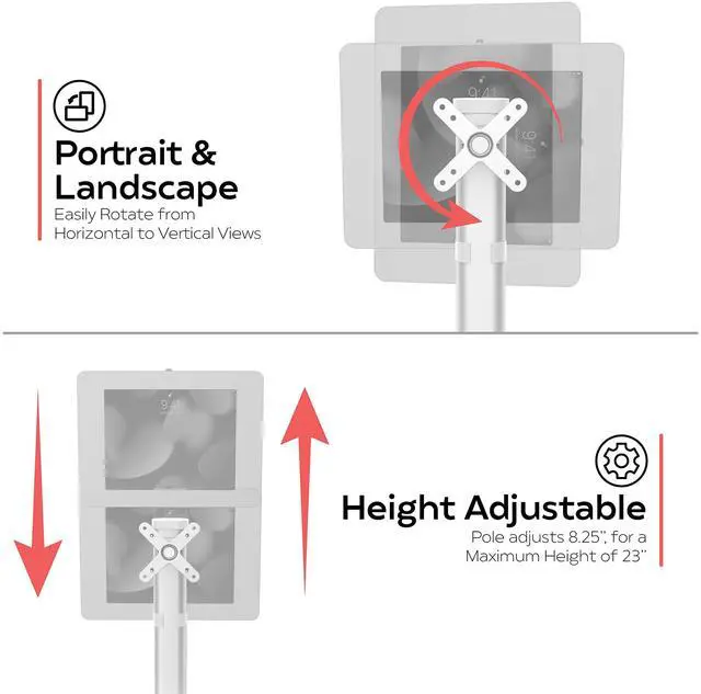 Alt view image 3 of 5 - CTA VESA Monitor Desk Stand - Adjustable Desk Stand for Monitors up to 27" and 13.5lbs - Full Rotation and Tilting Capability - Max VESA 100 X 100mm - Single Standing Base for Monitors - (ADD-VADMW)